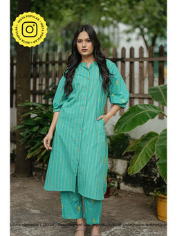 Ethnic Elements - Striped Handloom Cotton Kurta And Pant