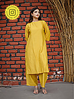 Ethnic Elements - Yellow Cotton Silk Kurta With Pant