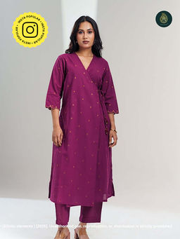 Ethnic Elements - Cotton Wrap-Style Kurta and Pant