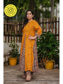 Ethnic Elements - Hand Block Kalamkari Cotton Kurta and Pant