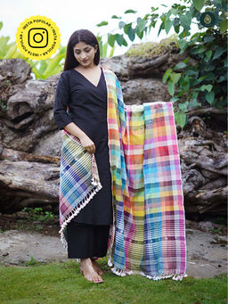 Ethnic Elements - Stitched Black Kurta And Bottom With Dupatta Suit Set