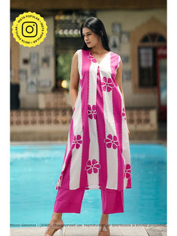 Ethnic Elements - Stitched Candy Stripe Kurta With Pant