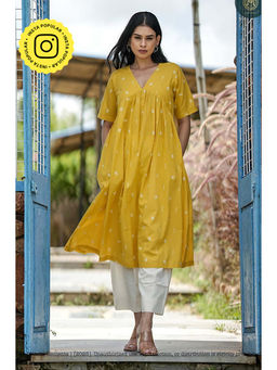 Ethnic Elements - Stitched Cotton Marigold Breeze Kurta With Pant
