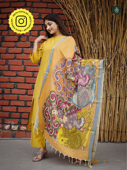 Ethnic Elements - Stitched Kurta And Bottom With Dupatta Suit Set