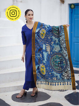 Ethnic Elements - Women Viscose Solid/Plain Kurta with Pant and Dupatta