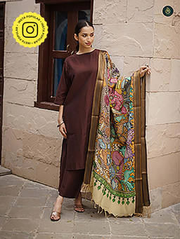 Ethnic Elements - Women Viscose Solid/Plain Kurta with Pant and Dupatta