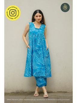 Ethnic Elements - Aquatic Fern Block Printed Cotton Kurta & Pant