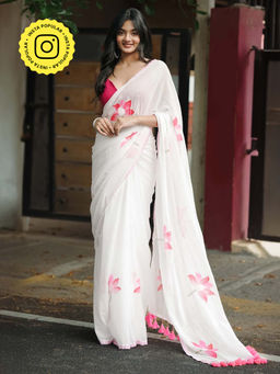Ethnic Elements - Lotus Bloom Printed Mul Cotton Saree Without Blouse