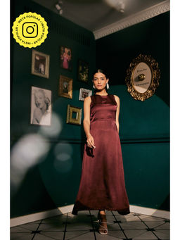 Fancy Pastels - Ruby Wine Solid Maxi Dress