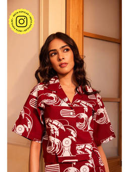 Fancy Pastels - Women Red Poplin Matti Shirt