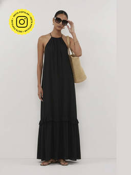 Fancy Pastels - Women Black The Lunar Drift Maxi Dress