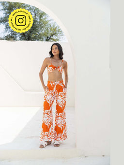 Fancy Pastels - Women Orange Golden Hour Co-Ord Set