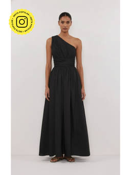 Fancy Pastels - Women Black Fabric Gown Dress