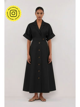 Fancy Pastels - Women Black Poplin Maxi Dress