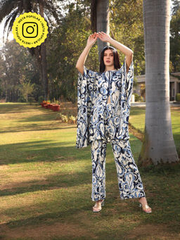 Gauri Designer Apparels - Blue Printed Co-Ord (Set of 2)