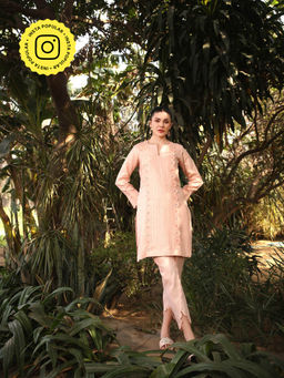 Gauri Designer Apparels - Zaira Peach Embroidered Co-Ord (Set of 2)