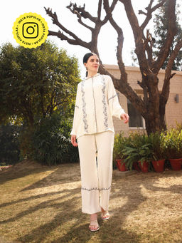 Gauri Designer Apparels - Milano Off White Floral Co-Ord (Set of 2)