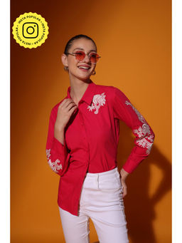 Gauri Designer Apparels - Womens Fuchsia Floral Shirt