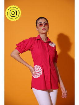 Gauri Designer Apparels - Womens Fuchsia Scallop Shirt