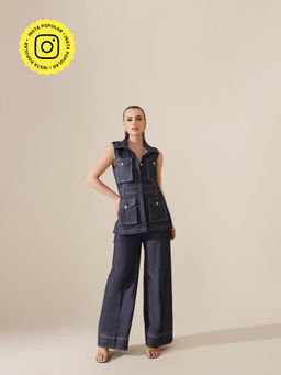 Gauri Designer Apparels - Cool Blue Denim Co-Ord (Set of 2)