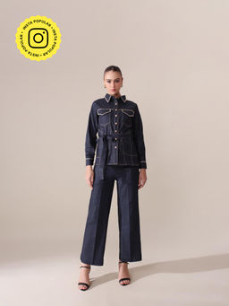 Gauri Designer Apparels - Blue Pixie Co-Ord (Set of 3)