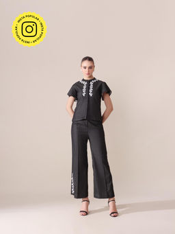 Gauri Designer Apparels - Charcoal Star Gazing Co-Ord (Set of 2)