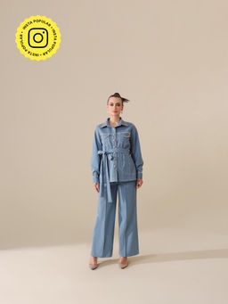Gauri Designer Apparels - Blue Pixie Co-Ord (Set of 3)
