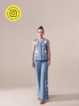 Gauri Designer Apparels - Blue Grace Denim Co-Ord (Set of 2)