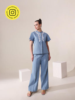 Gauri Designer Apparels - Blue Star Gazing Co-Ord (Set of 2)