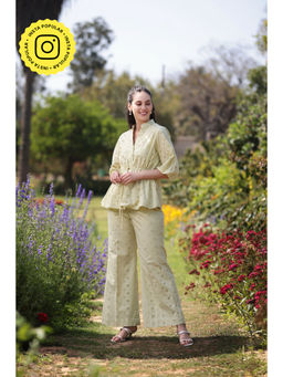 Gauri Designer Apparels - Lemon Elegance Yellow Co-Ord (Set of 2)
