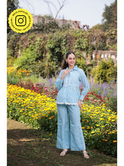 Gauri Designer Apparels - Sky Lace Blue Co-Ord (Set of 2)