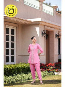 Gauri Designer Apparels - Amira Indo-Western Pink Co-Ord (Set of 2)
