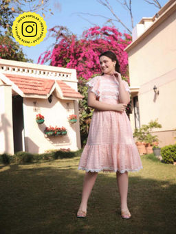 Gauri Designer Apparels - Peach Allen Self Design Dress