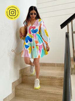 Happi Space - Kinda Fun Mini Dress In Multi Camo-white