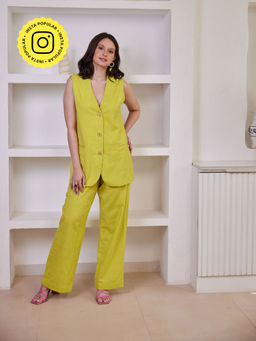 Happi Space - Lime Green Top and Pant Sabi Co-Ord Set (Set of 2)