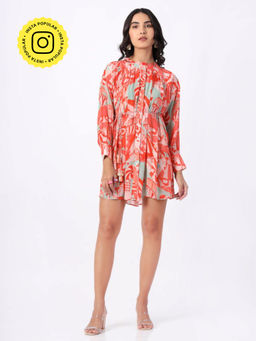 House of Soi - Orange Printed Short Dress