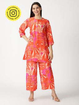 House of Soi - Pink & Orange Printed Pant (Set of 2)