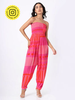 House of Soi - Pink Geometric Printed Jumpsuit