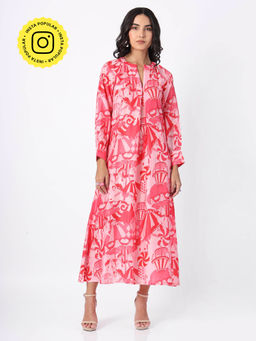 House of Soi - Pink Printed Tunic Maxi Dress