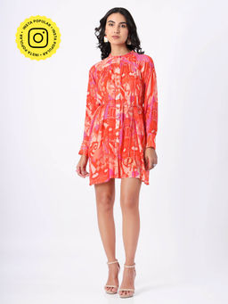 House of Soi - Orange and Pink Carol Printed Dress