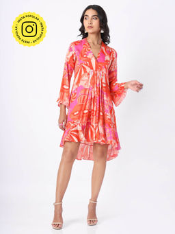 House of Soi - Orange and Pink Damsel Printed Dress