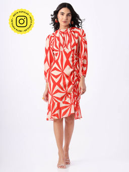 House of Soi - Red Printed Soiree Dress
