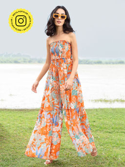 House of Soi - Orange Cholla Printed Jumpsuit