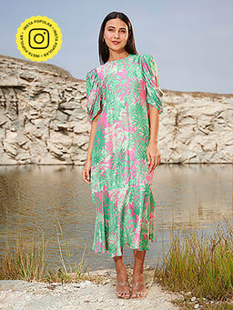 House of Soi - Green & Pink Ariel Printed Dress