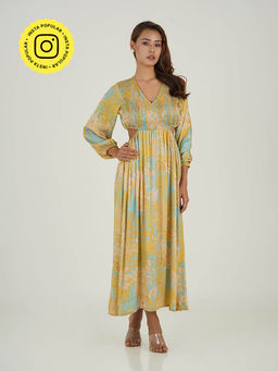 House of Soi - Green & Yellow Edith Printed Dress