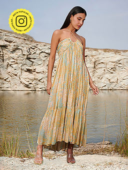 House of Soi - Green & Mustard Eva Printed Dress