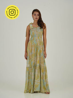 House of Soi - Green & Yellow Savana Printed Jumpsuit
