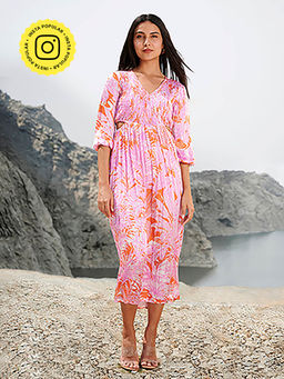 House of Soi - Orange & Purple Edith Printed Dress