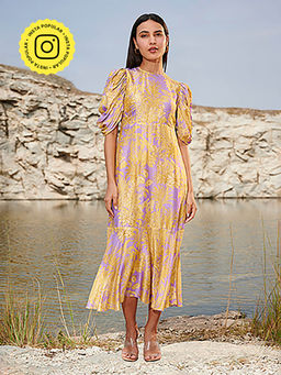 House of Soi - Purple & Yellow Ariel Printed Dress