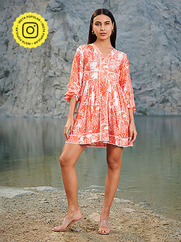 House of Soi - Red & White Juniper Printed Dress